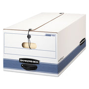 Bankers Box Stor/File String & Button Legal Storage Box, Legal Size, Medium Duty, Stackable, White/Blue, Corrugated Paper, 12 Boxes per Carton