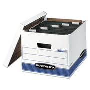 Internal Dimensions: 12.38" Width x 15.19" Depth x 10" Height - External Dimensions: 13" Width x 16" Depth x 10.5" Height - Media Size Supported: Letter, Legal - Lift-off Closure - Medium Duty - Stackable - White, Blue - For File - Recycled - 4 / Carton