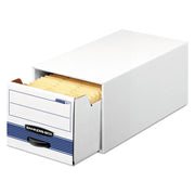 Bankers Box Stor/Drawer Steel Plus Card Storage Drawer, Medium Duty, Stackable, Steel/Plastic, White/Blue, 9.25" x 23.25" x 5.63" Internal Dimensions, 12 per Carton