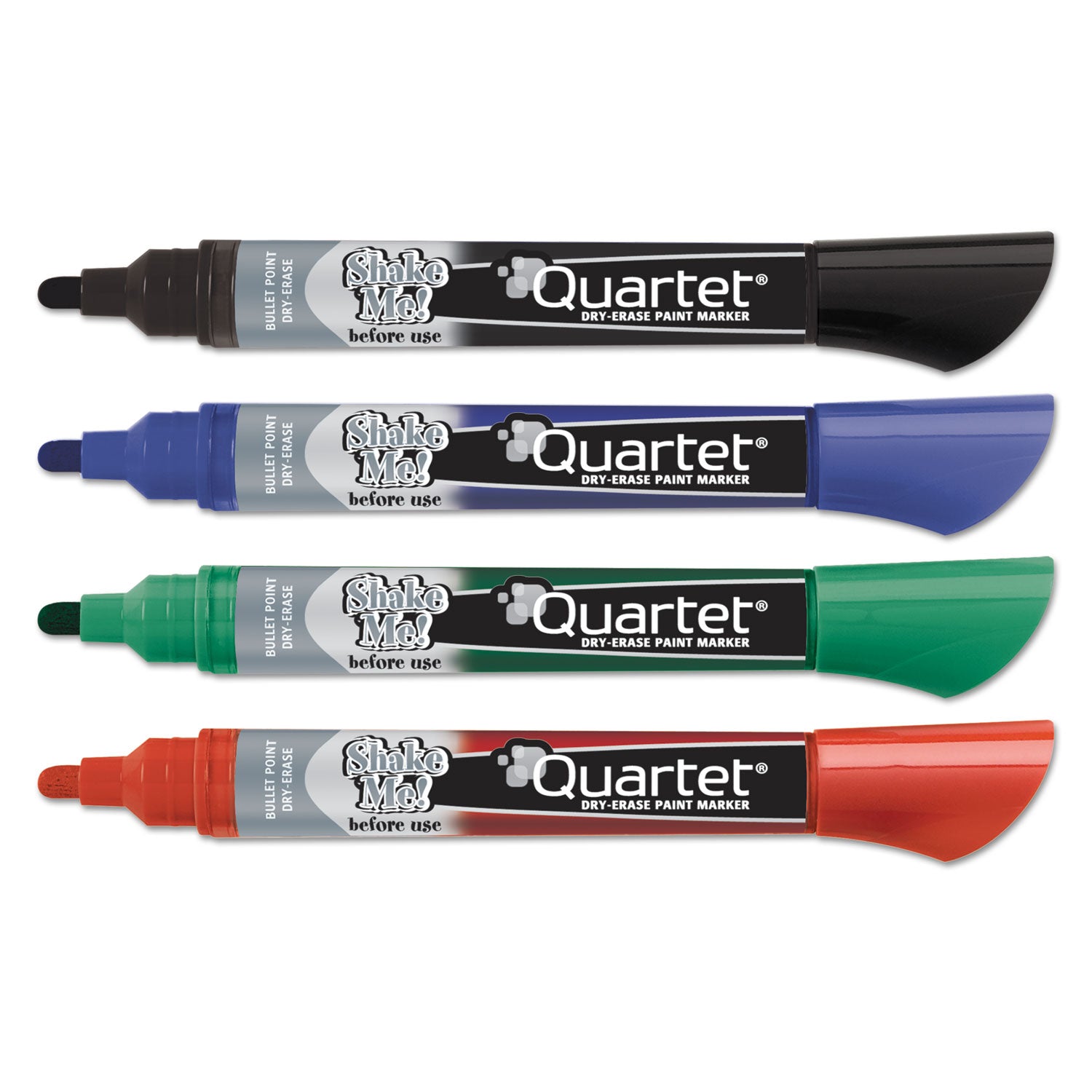Quartet Premium Dry-Erase Markers for Glass Boards, Bullet Point, Black/Blue/Red/Green Ink, 4 Pack