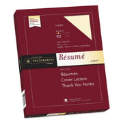 Southworth 100% Cotton Resume Paper - Letter - 8 1/2" x 11" - 24 lb Basis Weight - Wove - Acid-free, Lignin-free - Ivory - 1 Box