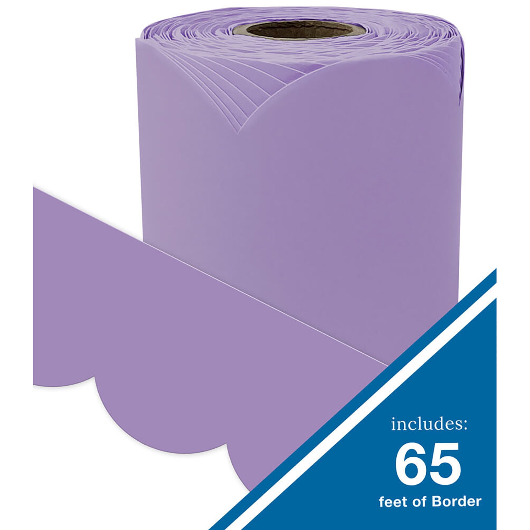 Rolled Scalloped Bulletin Board Border, Lilac, 65 Feet
