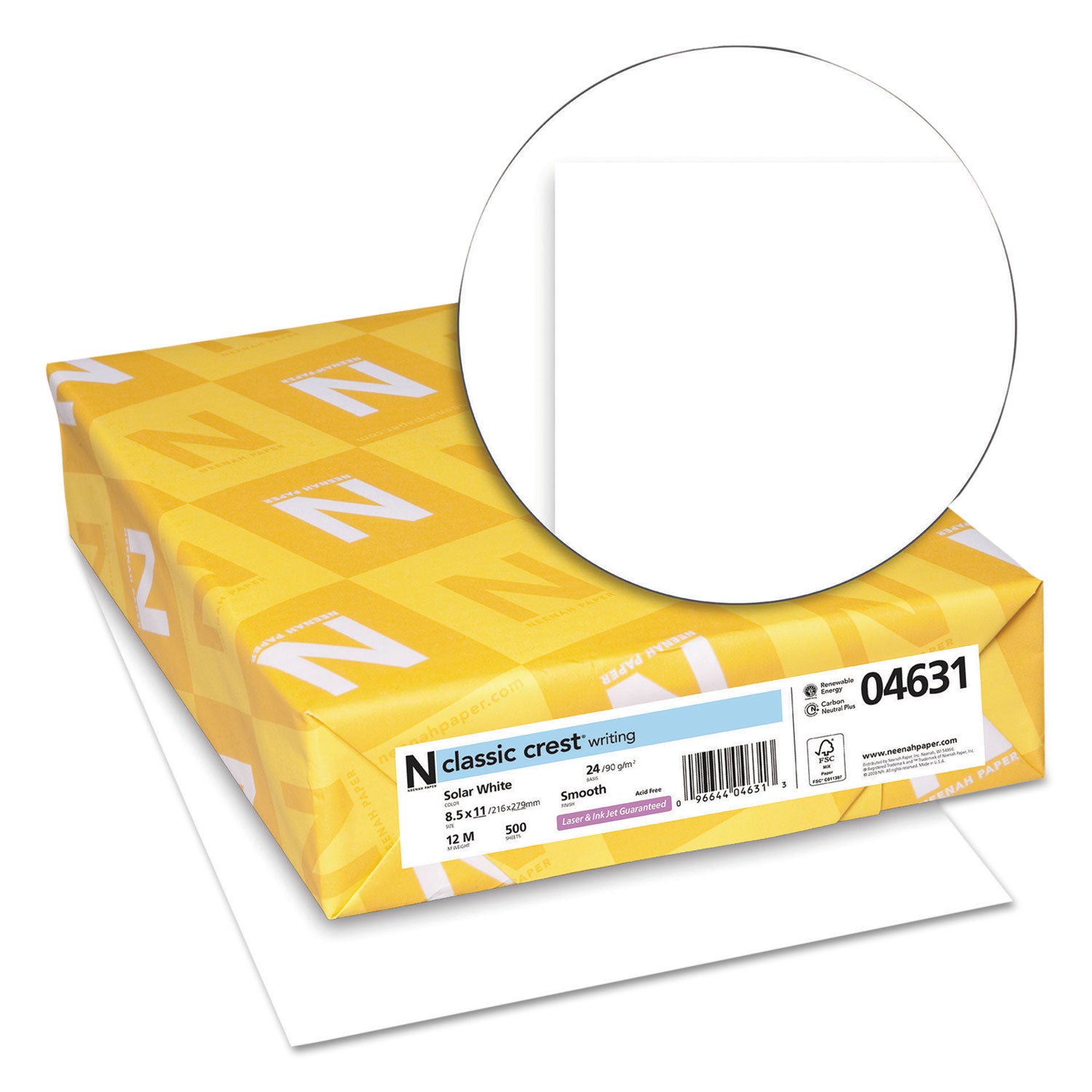 97 Brightness - Letter - 8 1/2" x 11" - 24 lb Basis Weight - Smooth - Solar White - 500 / Ream