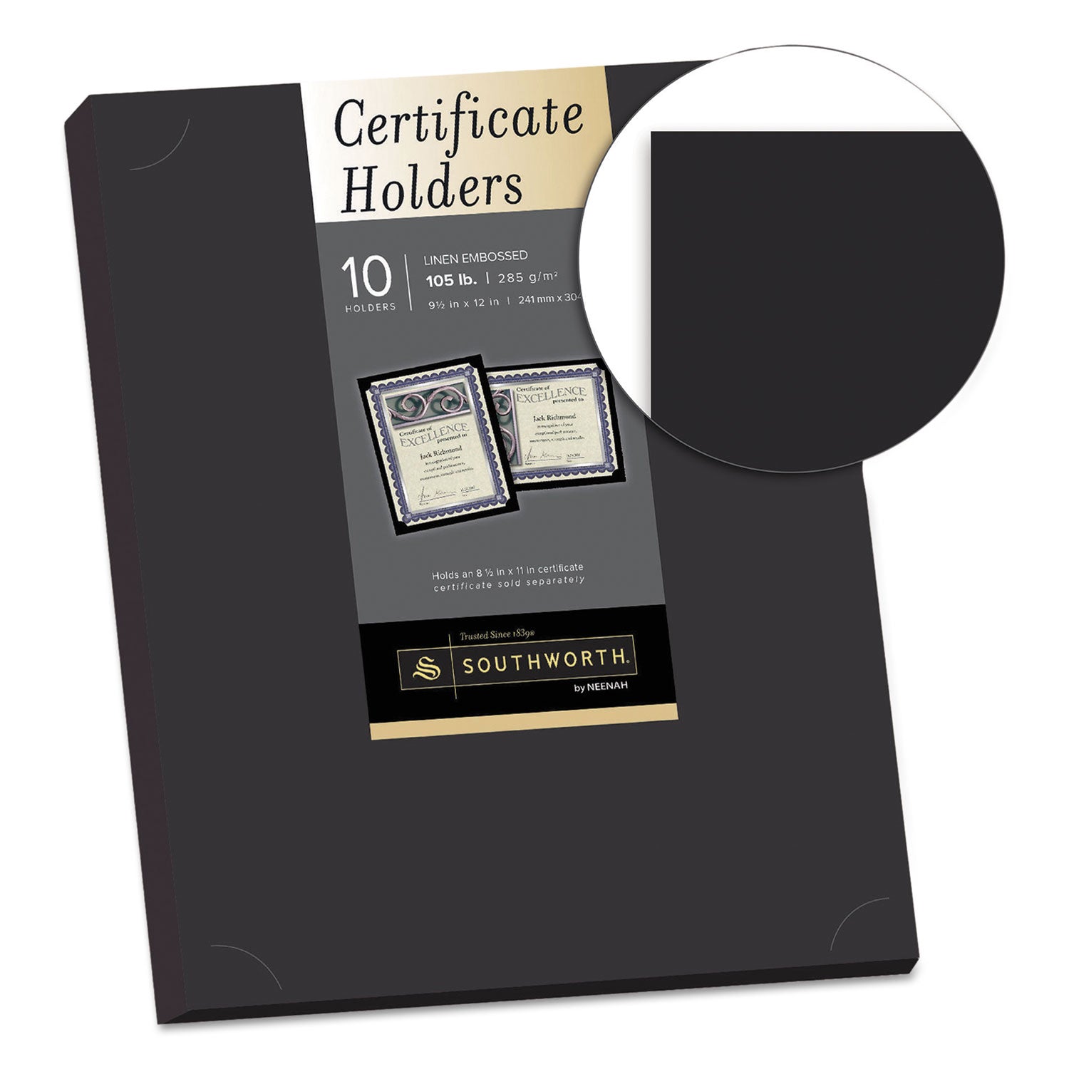 8 1/2" x 11" - Linen - Black - Heavyweight, Tab, Acid-free, Lignin-free - 0% Recycled - 10 / Pack