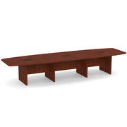 OfficeSource Laminate Expandable Boat Shaped Conference Table with Slab Base - 14' - Cherry