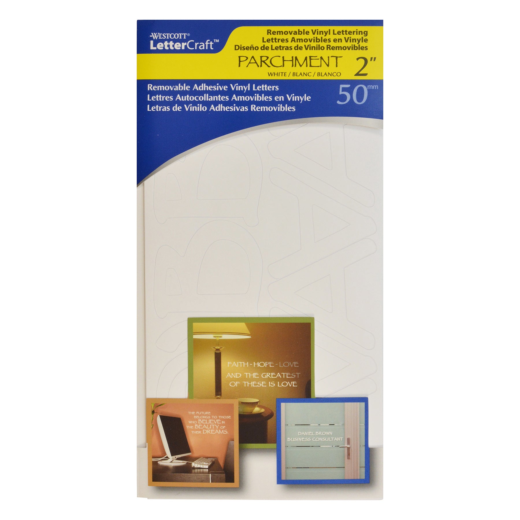 LetterCraft Removable Vinyl Lettering, 2-Inch, Parchment, White