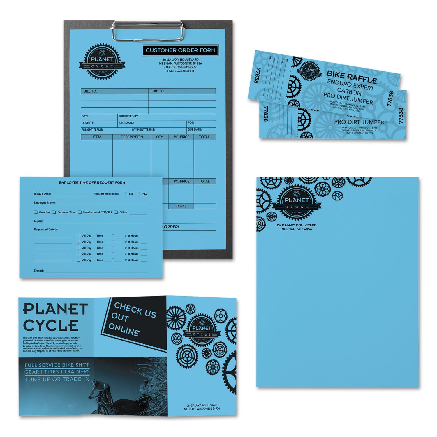 Color Paper, 24 lb Bond Weight, 11 x 17, Lunar Blue, 500/Ream