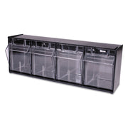 Deflecto Tilt Bin Interlocking Multi-Bin Storage Organizer - 4 Compartment(s) - 8.13" Height x 23.63" Width x 6.62" Depth - Interlockable - Black - Plastic - 1 Each