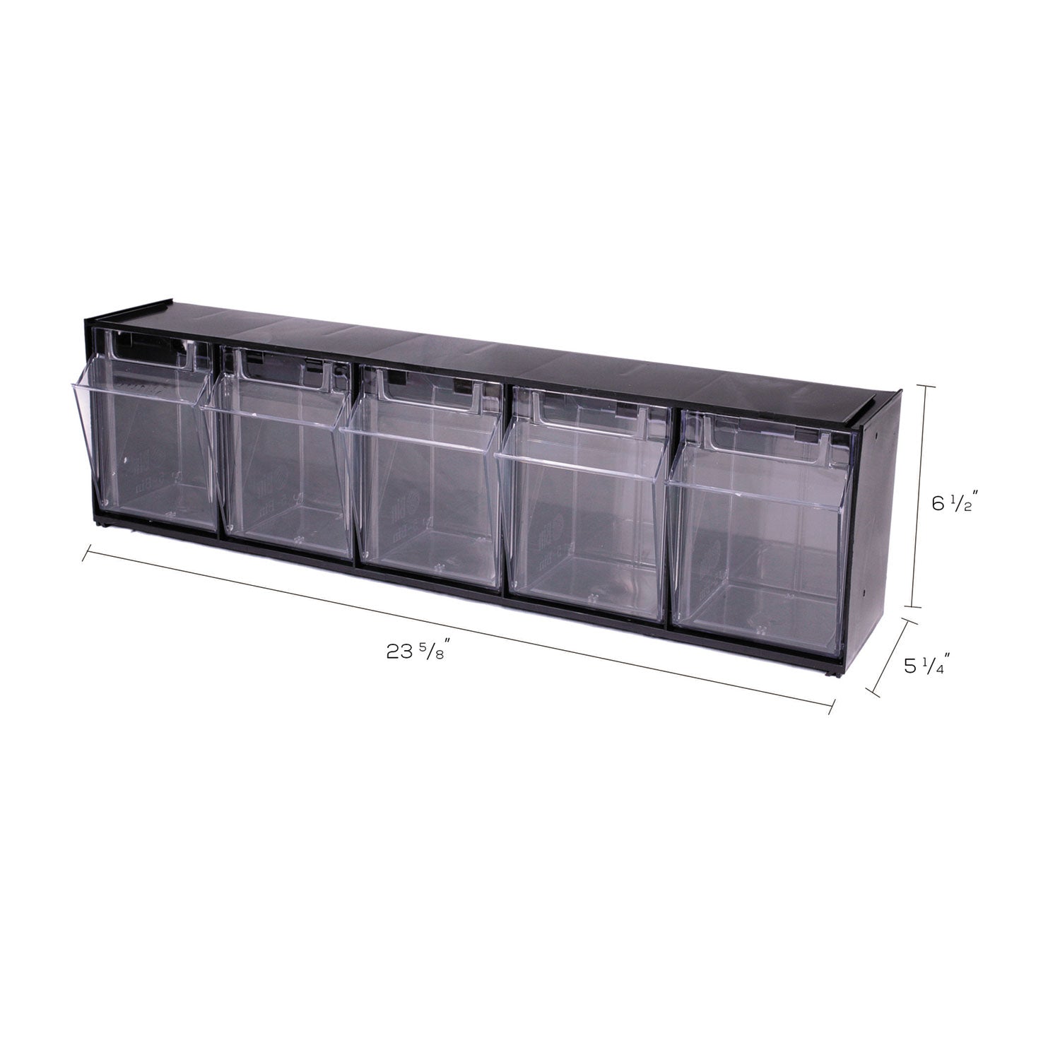 Deflecto Tilt Bin Interlocking Multi-Bin Storage Organizer - 5 Compartment(s) - 6.50" Height x 23.63" Width x 5.25" Depth - Interlockable - Black - Plastic - 1 Each