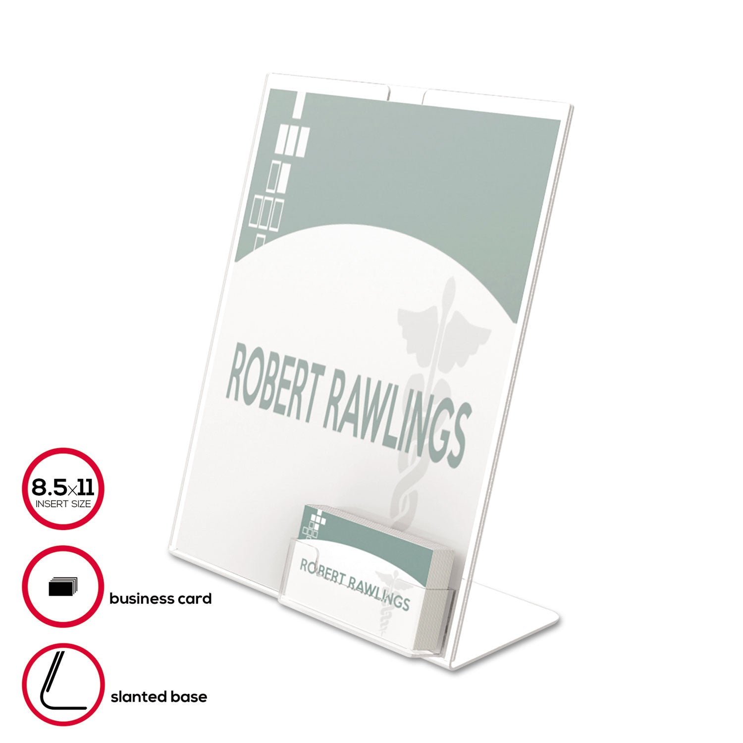 Deflecto Superior Image Slanted Sign Holders - 11" Width x 8.5" Height - Rectangular Shape - Plastic - Clear, Clear - 1 Each