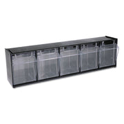 Deflecto Tilt Bin Interlocking Multi-Bin Storage Organizer - 5 Compartment(s) - 6.50" Height x 23.63" Width x 5.25" Depth - Interlockable - Black - Plastic - 1 Each