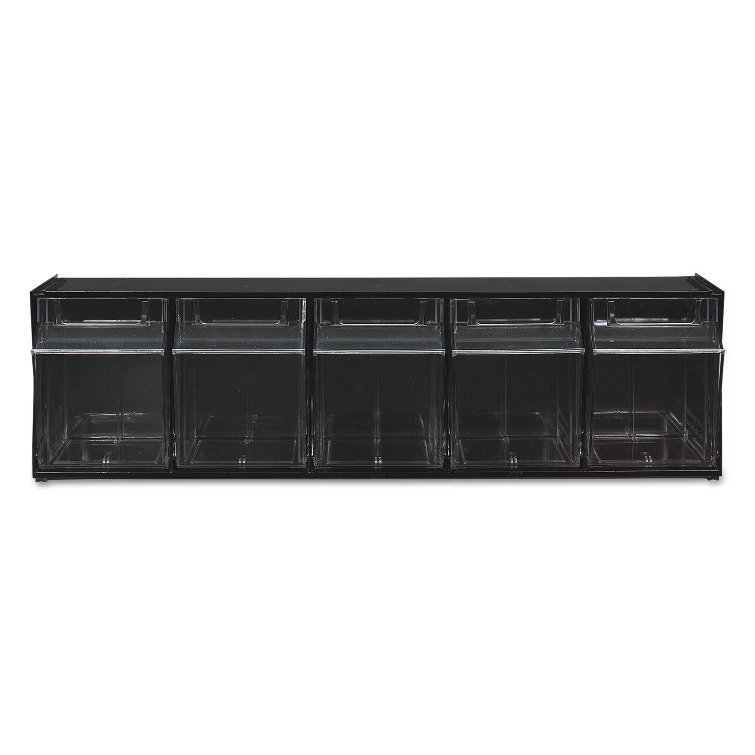 Deflecto Tilt Bin Interlocking Multi-Bin Storage Organizer - 5 Compartment(s) - 6.50" Height x 23.63" Width x 5.25" Depth - Interlockable - Black - Plastic - 1 Each