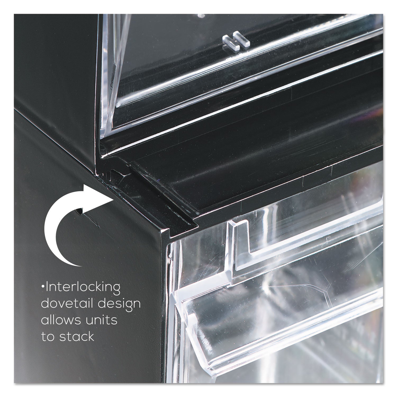 Deflecto Tilt Bin Interlocking Multi-Bin Storage Organizer - 5 Compartment(s) - 6.50" Height x 23.63" Width x 5.25" Depth - Interlockable - Black - Plastic - 1 Each