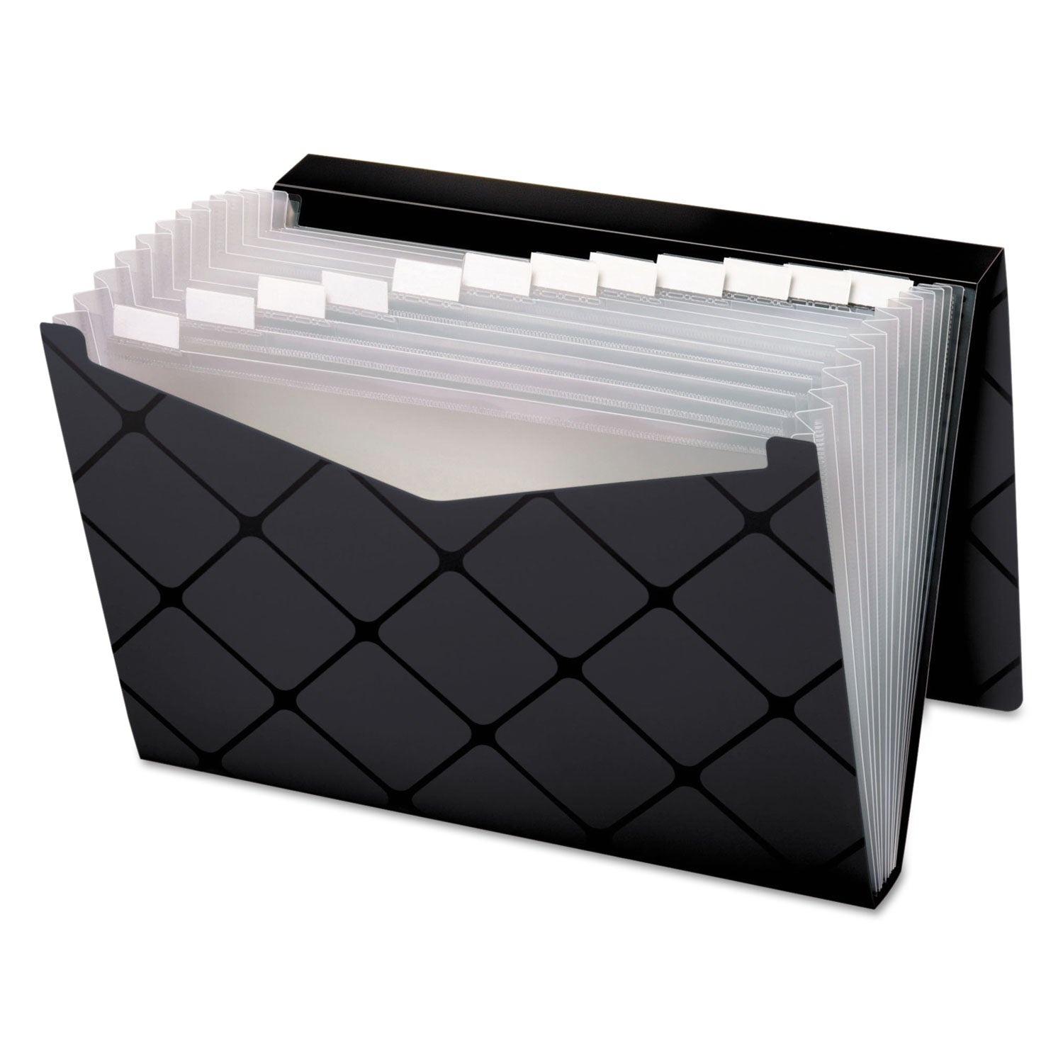Pendaflex Letter Recycled Expanding File - 8 1/2" x 11" - 13 Pocket(s) - Black - Water Proof, Tear Resistant, Flap, Expandable Pocket, Elastic Closure - 30% Recycled - 1 Each