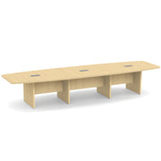 OfficeSource Laminate Expandable Boat Shaped Conference Table with Slab Base - 14' - Maple