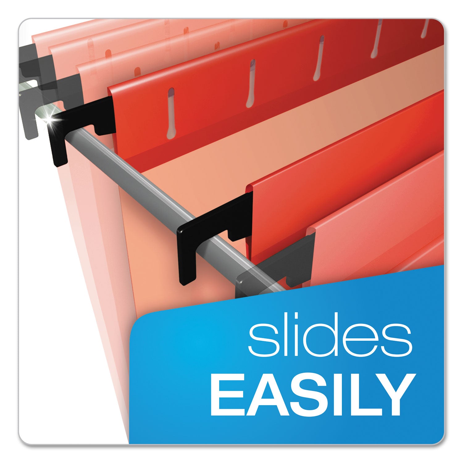 Pendaflex SureHook 1/5 Tab Cut Letter Recycled Hanging Folder - 8 1/2" x 11" - Red - Acid-free, Durable, Reinforced - 10% Recycled - 20 / Box