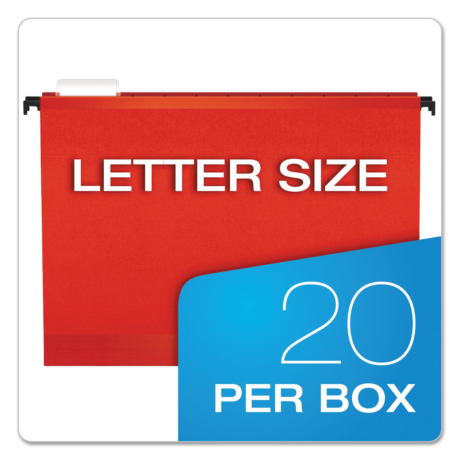 Pendaflex SureHook 1/5 Tab Cut Letter Recycled Hanging Folder - 8 1/2" x 11" - Red - Acid-free, Durable, Reinforced - 10% Recycled - 20 / Box