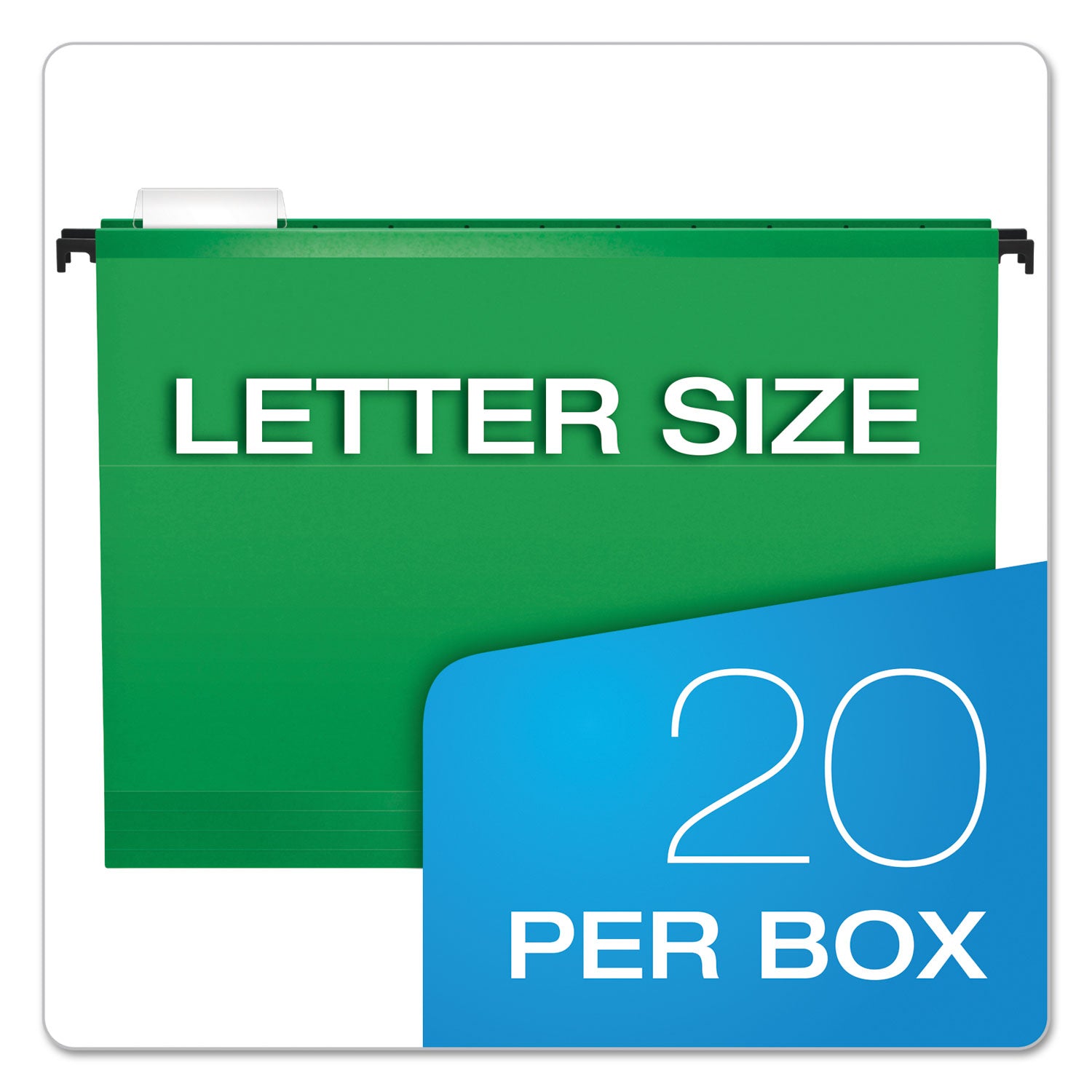 Pendaflex SureHook 1/5 Tab Cut Letter Recycled Hanging Folder - 8 1/2" x 11" - Bright Green - Acid-free, Durable, Reinforced - 10% Recycled - 20 / Box