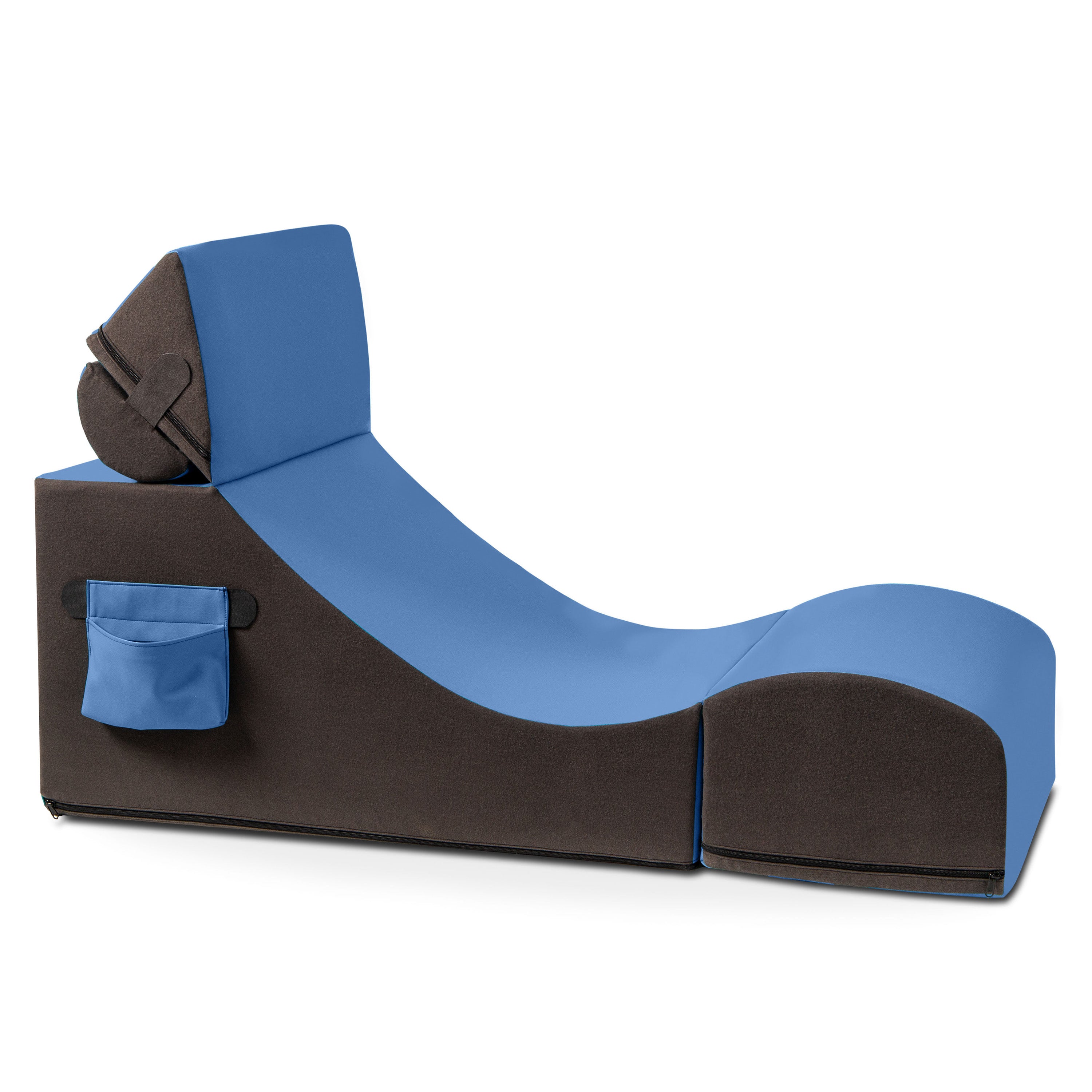 Jaxx Flexx V-Tex Convertible 3 in 1 Gamer Chair, Table, & Ottoman w/ Adjustable Headrest & Pocket - Vinyl Royal Blue