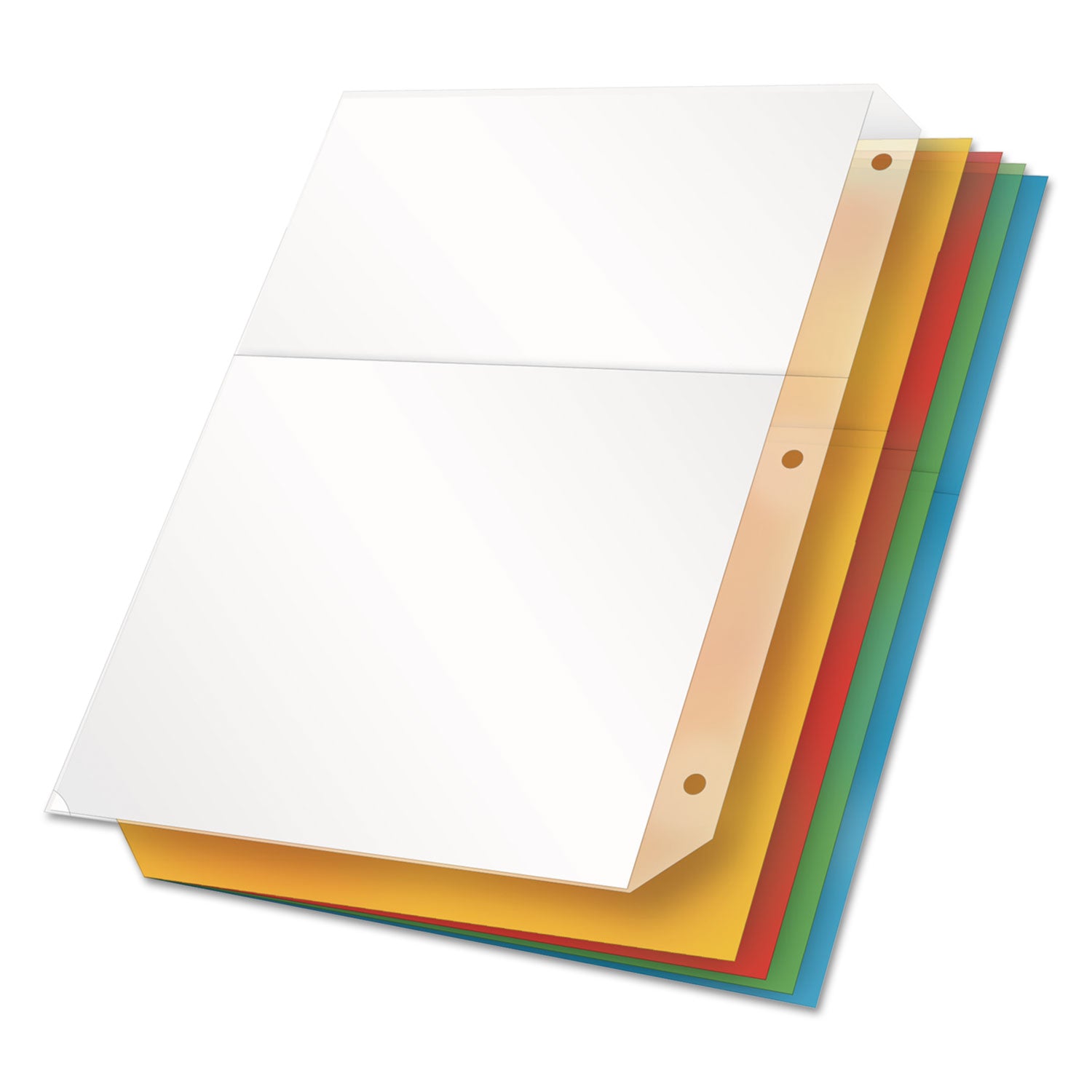 Cardinal&reg; Ring Binder Poly Pockets - 11.3" Height x 0.4" Width x 9.8" Length - 40 x Sheet Capacity - For Letter 8 1/2" x 11" Sheet - Ring Binder - Assorted - Polypropylene - 5 / Pack