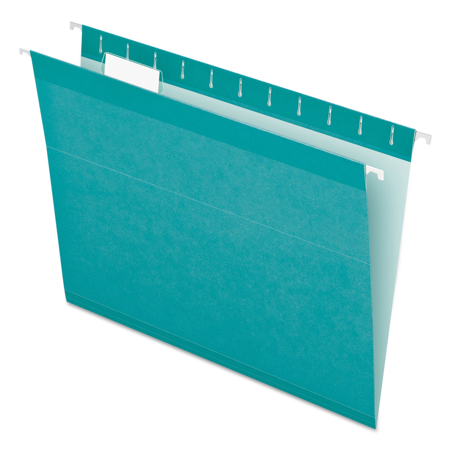 Pendaflex 1/5 Tab Cut Letter Recycled Hanging Folders, Aqua, 11 pt., 8.5" x 11", Reinforced, Tear Resistant, Durable, 10% Recycled, 25/Box