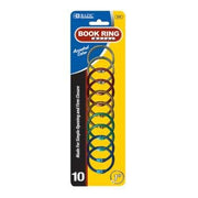 BAZIC Loose Leaf Binder Ring 1  Assorted Color  Book Rings (10/Pack)  1-Pack