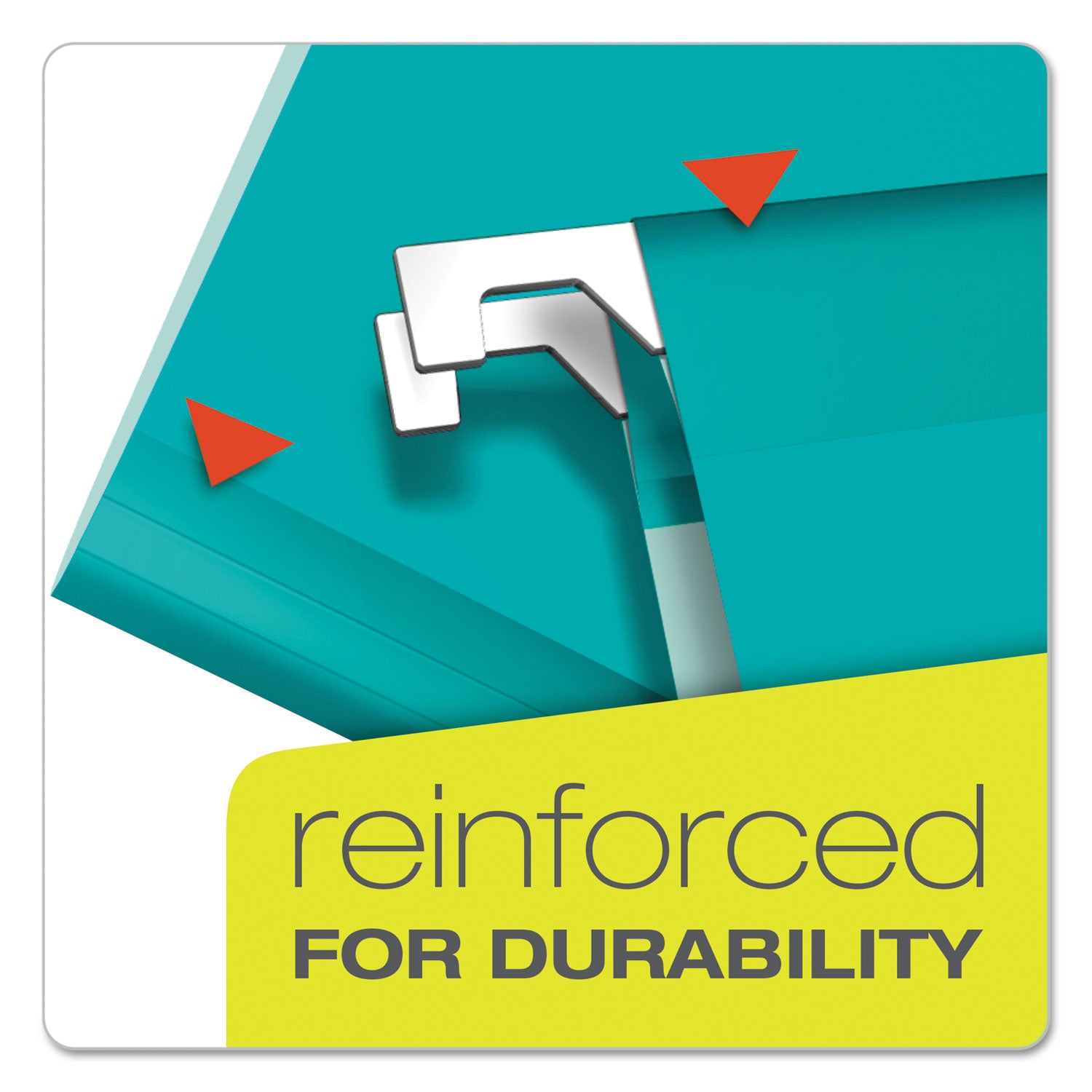 Pendaflex 1/5 Tab Cut Letter Recycled Hanging Folders, Aqua, 11 pt., 8.5" x 11", Reinforced, Tear Resistant, Durable, 10% Recycled, 25/Box