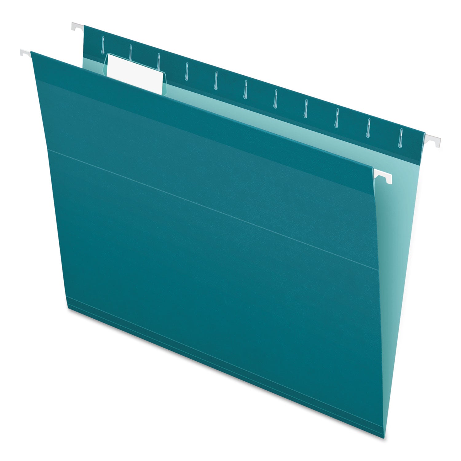 Pendaflex 1/5 Tab Cut Letter Recycled Hanging Folders, 8.5" x 11", 11 pt., Teal, Reinforced, PVC-free, Tear Resistant, Durable, Perforated, Acid-free, 10% Recycled, 25/Box
