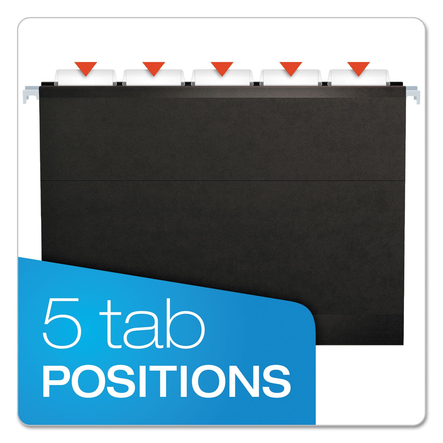 Pendaflex 1/5 Tab Cut Letter Recycled Hanging Folder - 8 1/2" x 11" - Black - Reinforced - 10% Recycled - 25 / Box