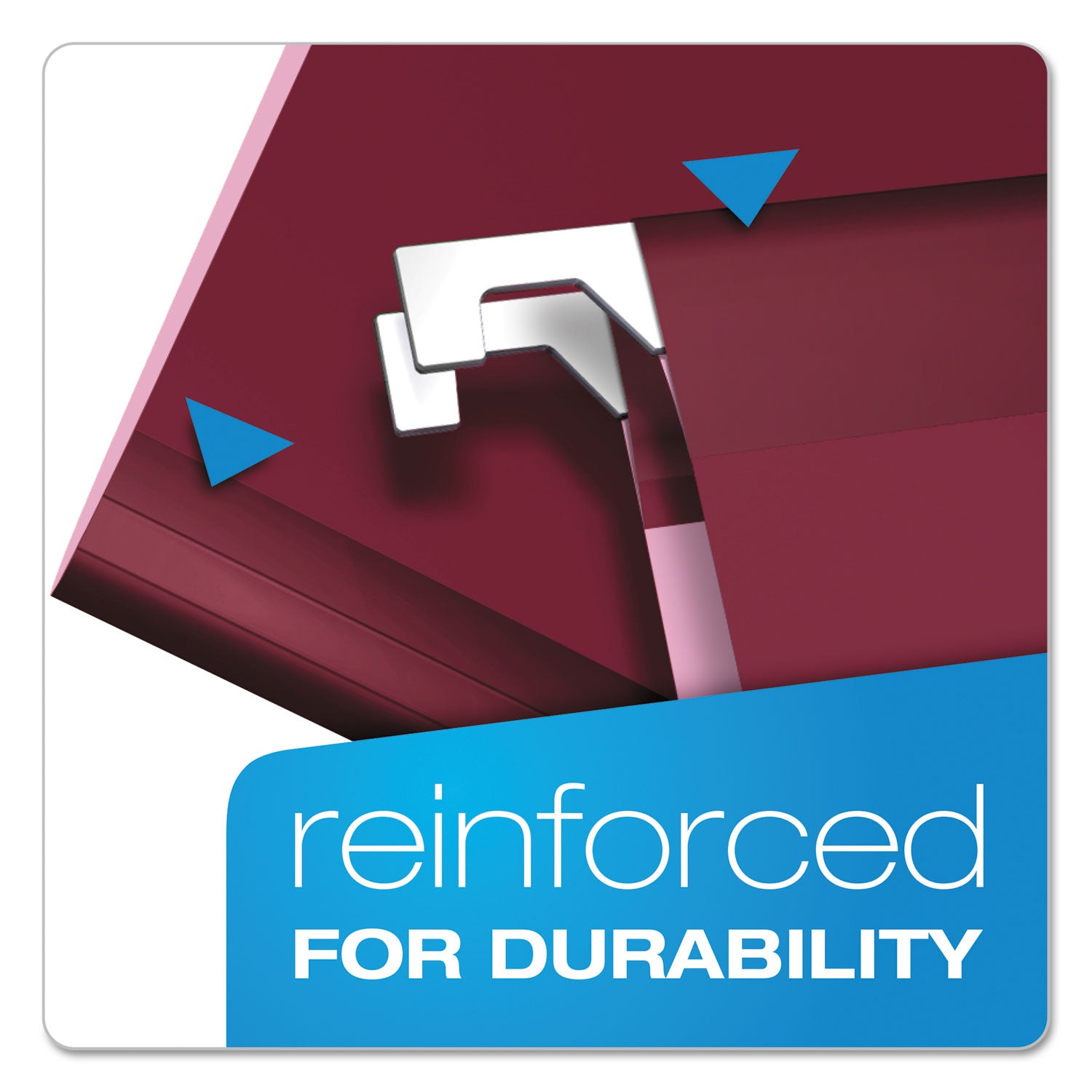 Pendaflex 1/5 Tab Cut Letter Hanging Folder - 8 1/2" x 11" - Burgundy - Reinforced - 25 / Box