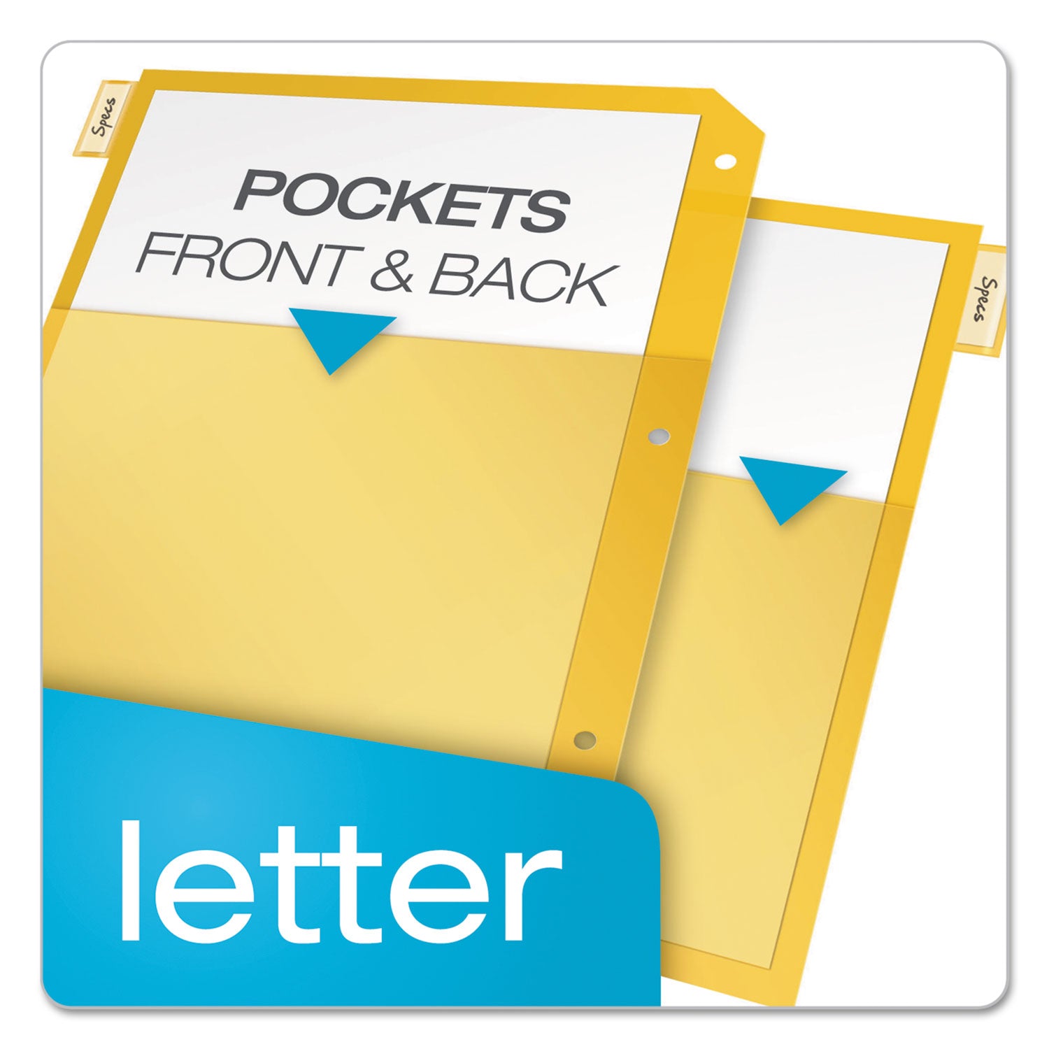Cardinal&reg; Ring Binder Poly Pockets - 20 x Sheet Capacity - For Letter 8 1/2" x 11" Sheet - 3 x Holes - Assorted - Poly - 5 / Pack
