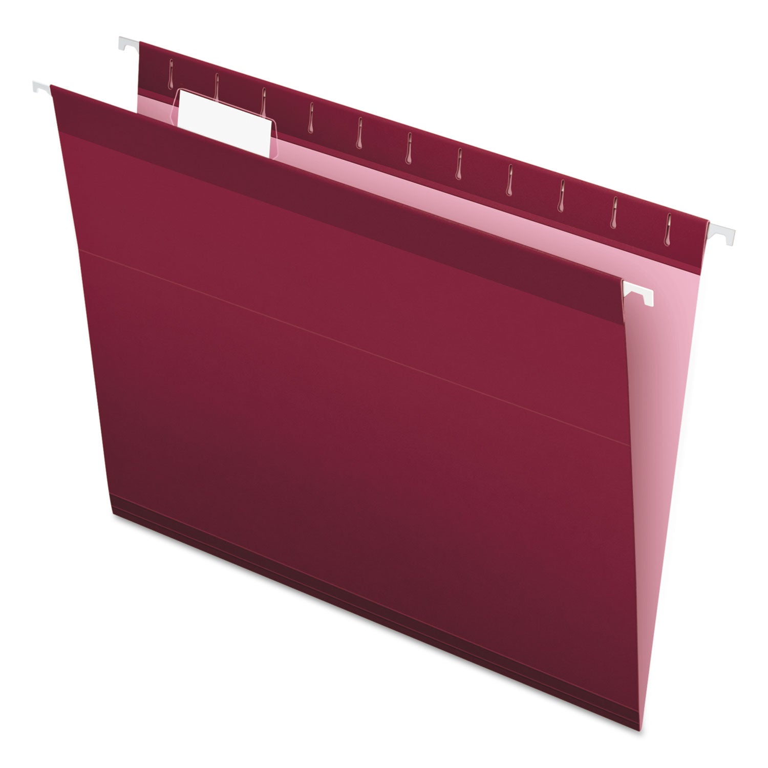 Pendaflex 1/5 Tab Cut Letter Hanging Folder - 8 1/2" x 11" - Burgundy - Reinforced - 25 / Box
