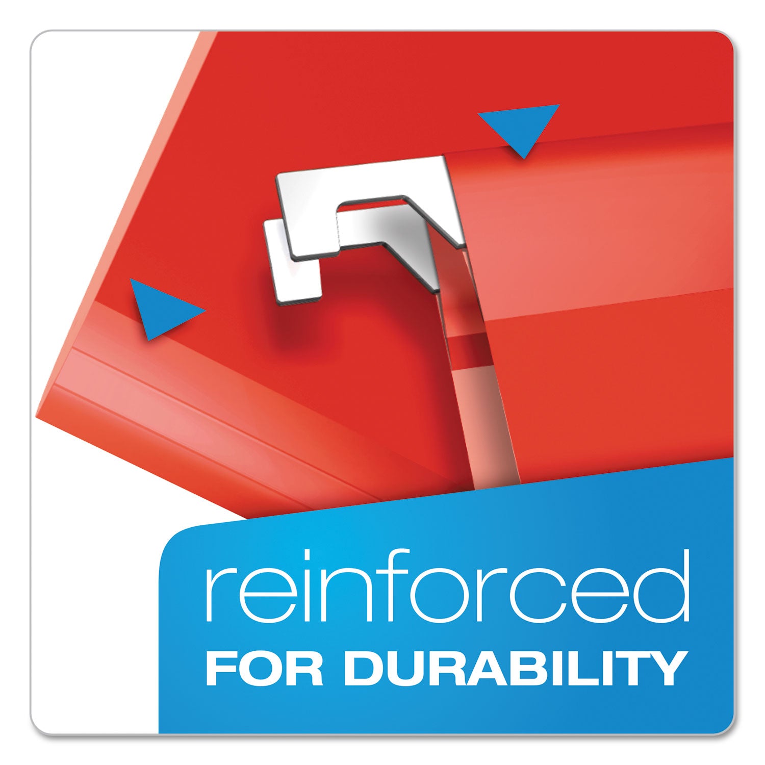 Pendaflex 1/5 Tab Cut Letter Recycled Hanging Folder - 8 1/2" x 11" - Red - Reinforced - 10% Recycled - 25 / Box
