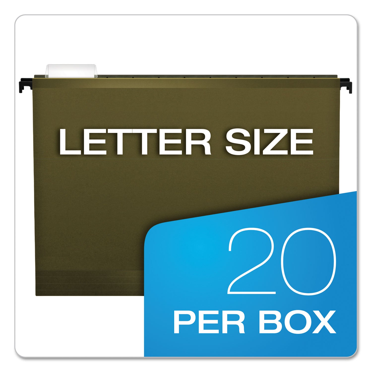 Pendaflex SureHook 1/5 Tab Cut Letter Recycled Hanging Folder - 8 1/2" x 11" - Green - Reinforced, Acid-free, Durable - 10% Recycled - 20 / Box