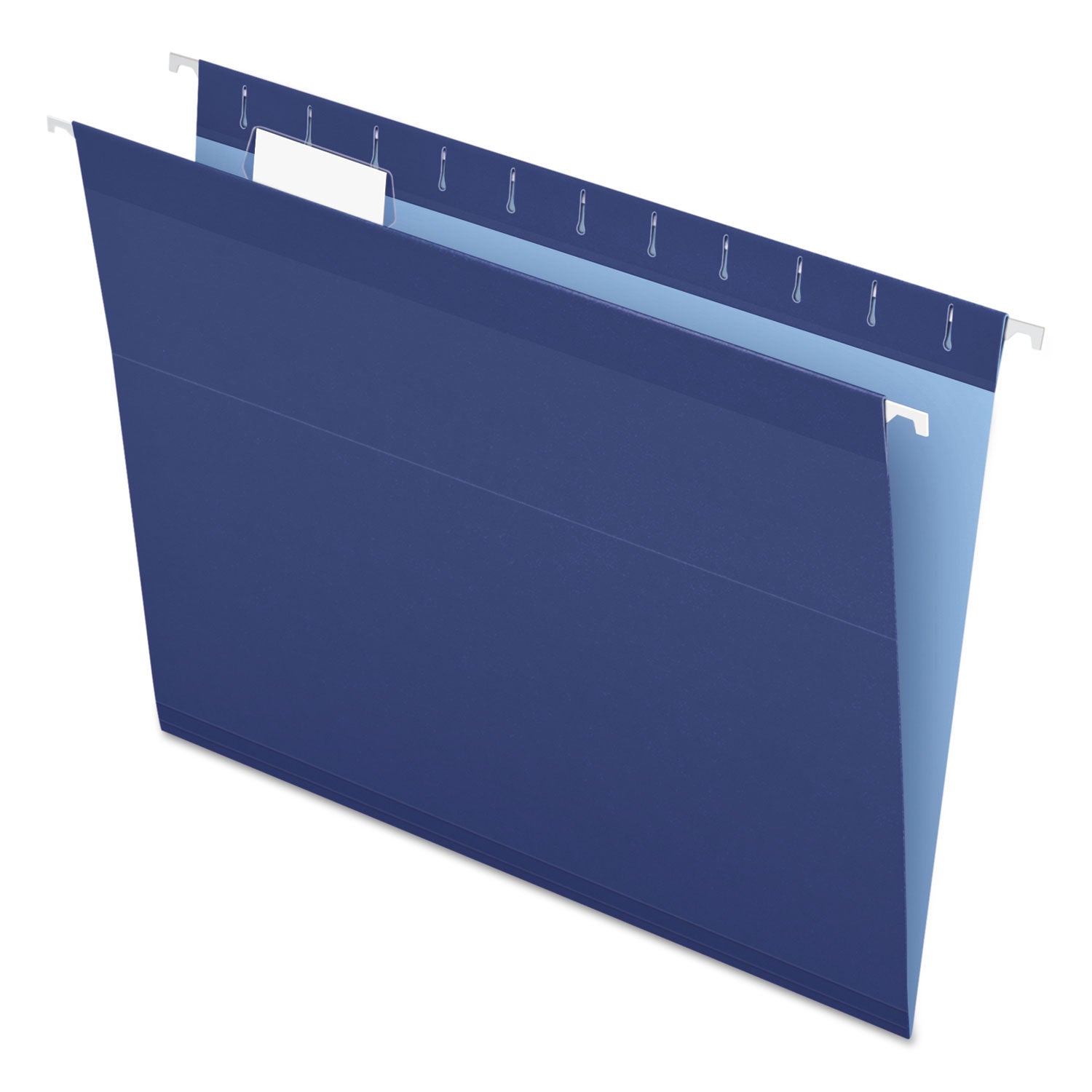 Pendaflex 1/5 Tab Cut Letter Recycled Hanging Folders, Navy, 11 pt., 8.5" x 11", PVC-free, Reinforced, Perforated, Acid-free, Tear Resistant, 10% Recycled, 25/Box
