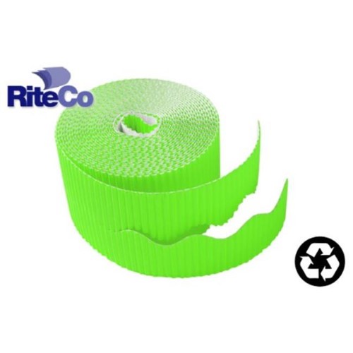 RiteCo Raydiant 22809 Riteco Trim-It Corrugated Scalloped Decorative Border. Two .25 in. X 50 Ft. Strips per Roll Lime Green- 6 Rolls
