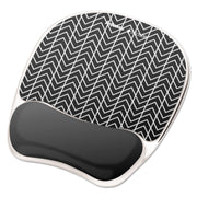 Fellowes Photo Gel Mouse Pad and Wrist Rest with Microban, Chevron Design, Black/White, Gel and Rubber, Stain Resistant, Skid Proof, 9.25" x 7.88" x 0.88", 1 Each