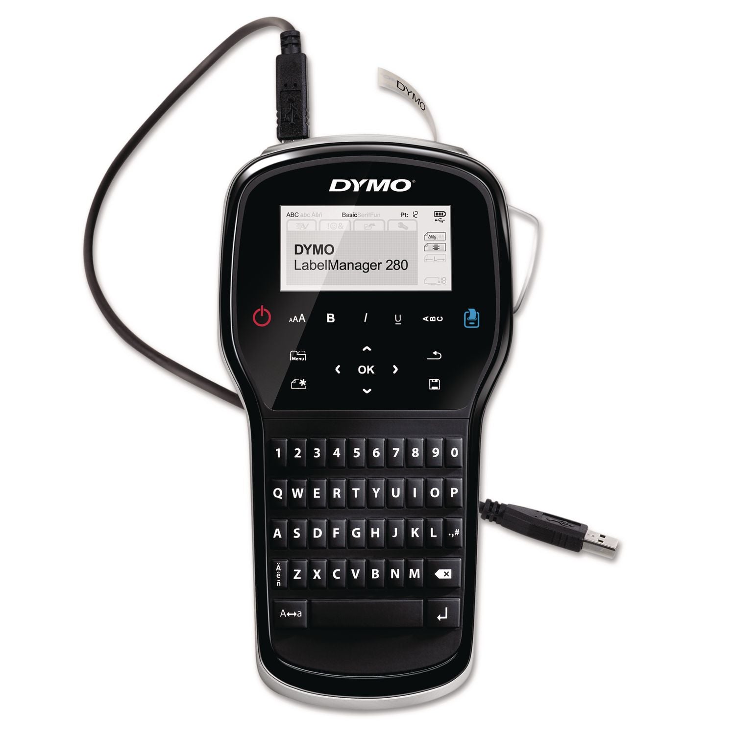 Tape, Label - 0.25" , 0.37" , 0.50" - LCD Screen - Battery - Battery Included - Silver, Black - Mac, PC - QWERTY, Underline, Auto Power Off - for Home, Office