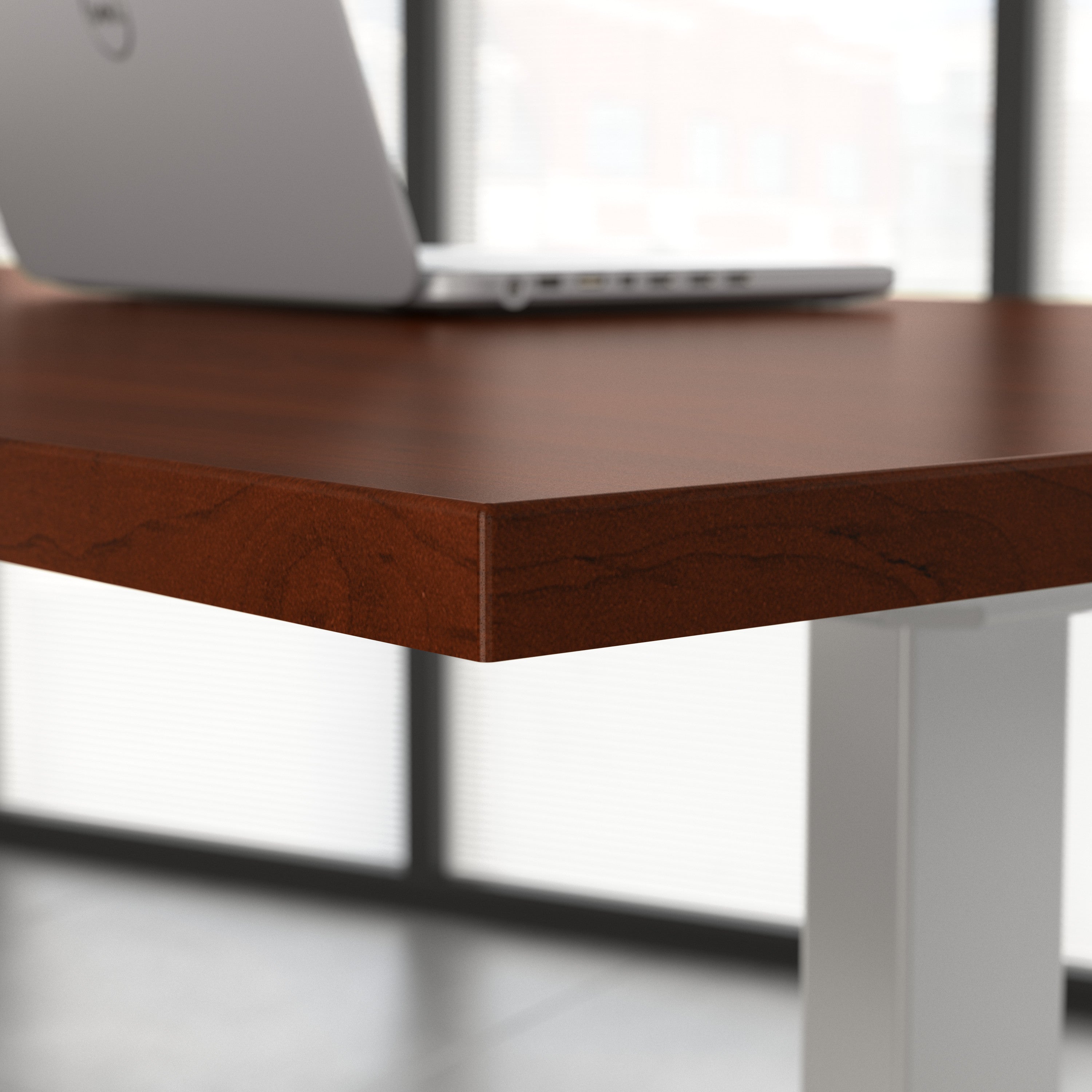 Move 60 Series by Bush Business Furniture 60W x 30D Height Adjustable Standing Desk with Storage in Hansen Cherry with Cool Gray Metallic Base - 59.45" Width x 29.37" Depth x 47.69" Height