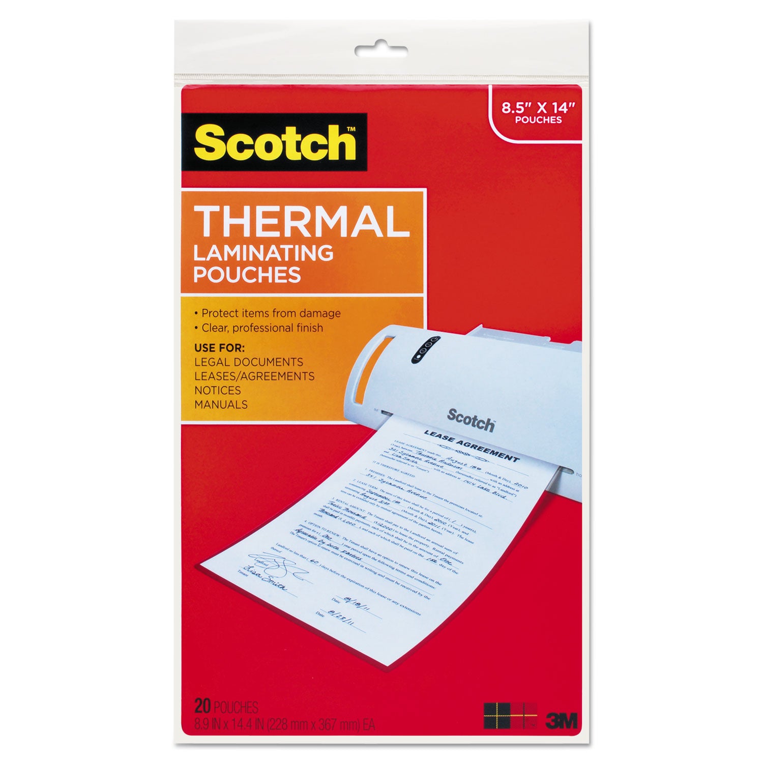 Sheet Size Supported: Legal 8.50" Width x 14" Length - for Sign, Schedule, Artwork, Certificate, Document - Photo-safe, Durable - Clear - 1 Pack