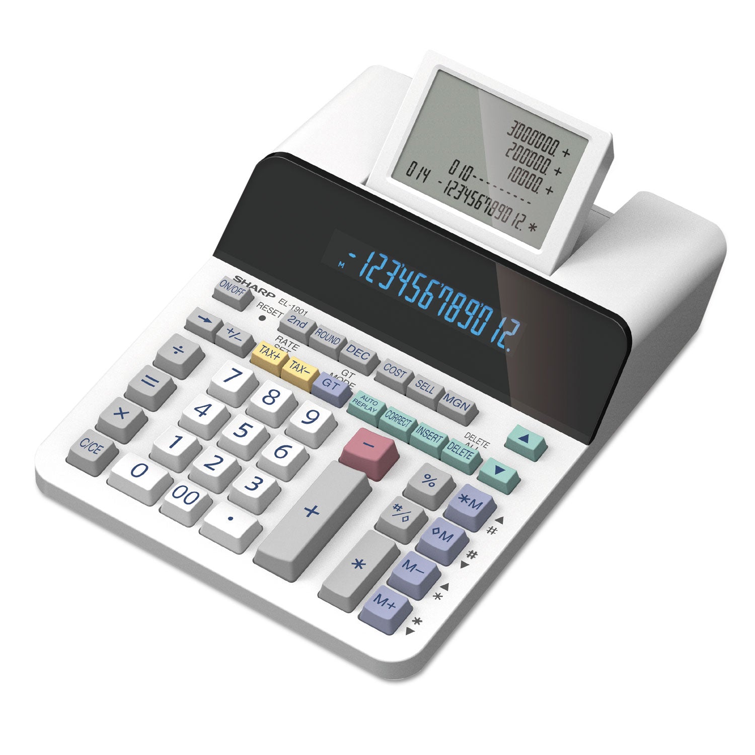 2.5 lps - Independent Memory, Sign Change, Backspace Key, Double Zero - 5 Line(s) - 12 Digits - LCD - AC/DC Supply Powered - 2.3" Height x 7.3" Width x 9.4" Depth - White - 1 Each