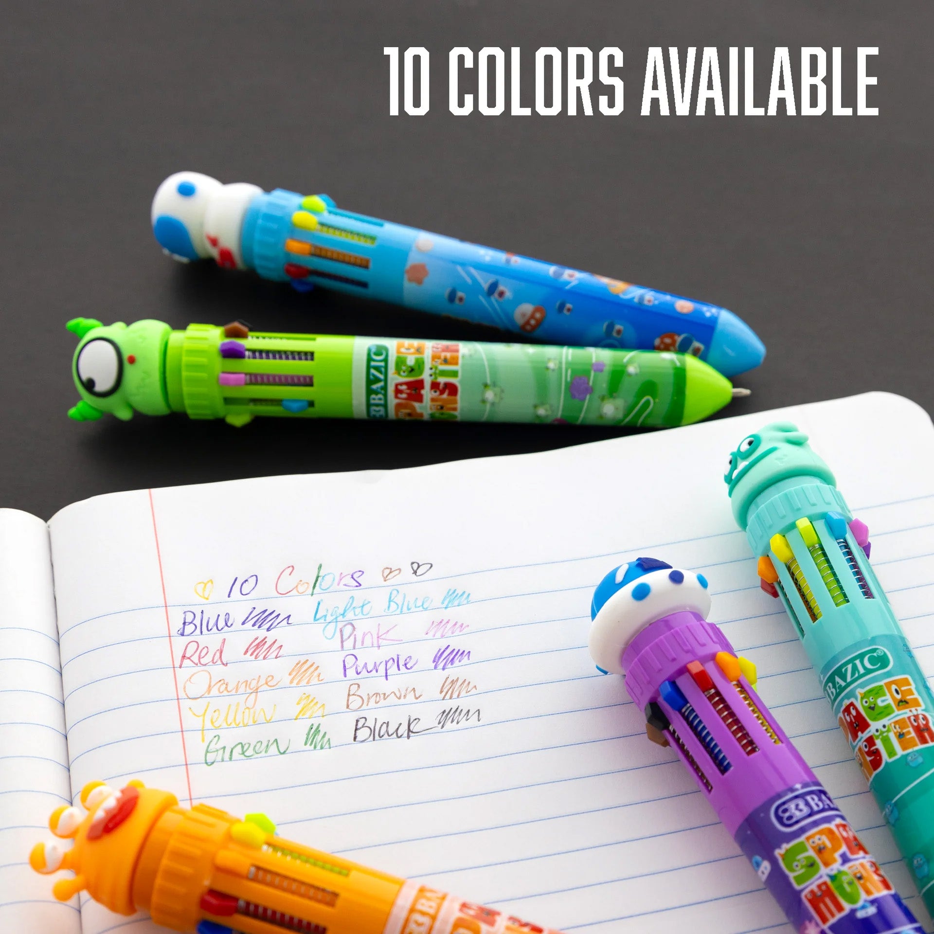 Space Monster Series 10-Color Pen, Assorted Designs