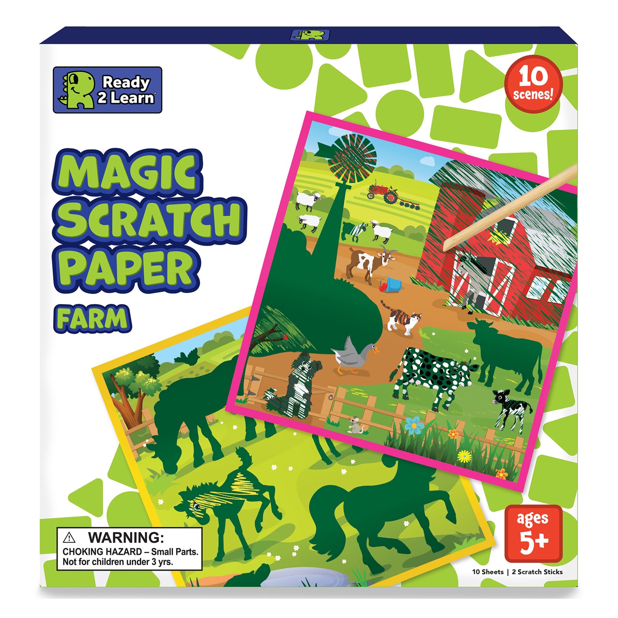Magic Scratch Paper, Farm, 10 Per Pack, 2 Packs