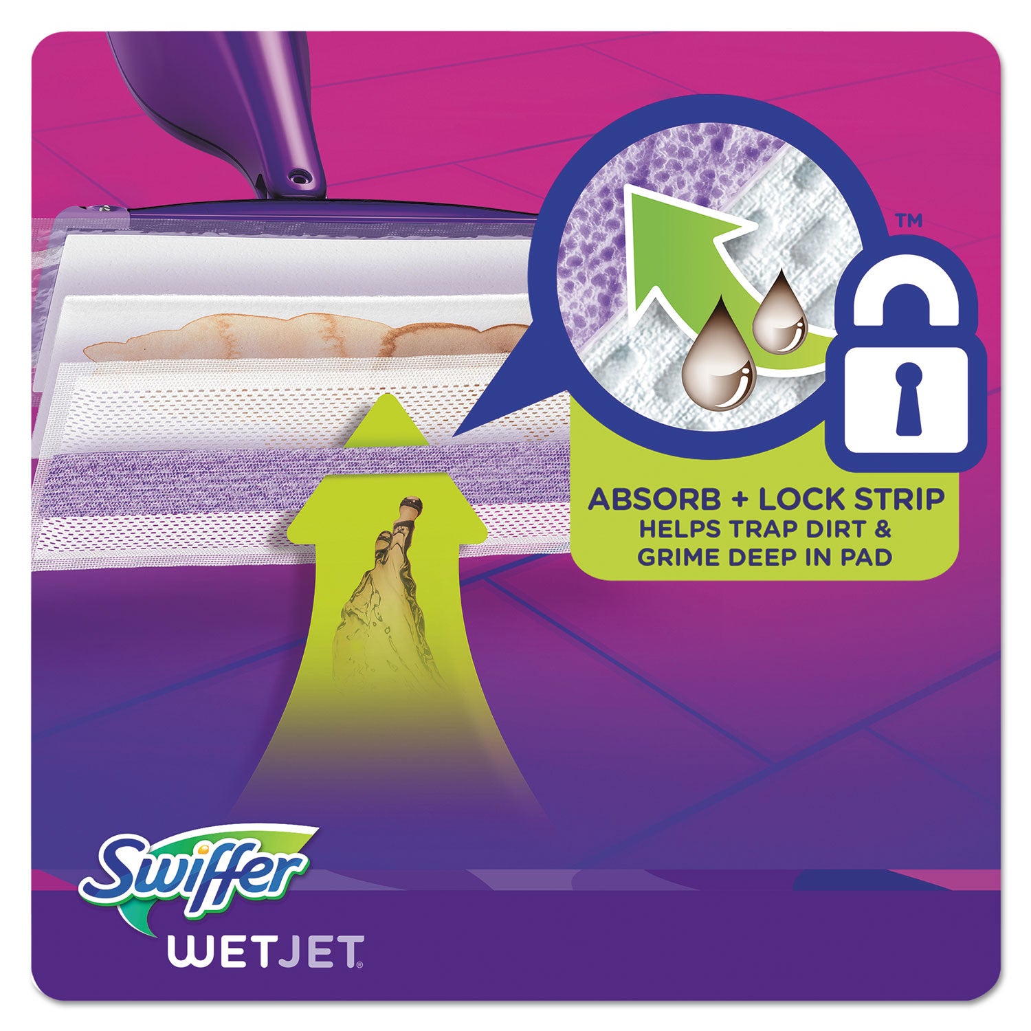 Swiffer WetJet Mopping Pad Refill - 10" Length - Absorbent, Textured - Cotton - Green - 24 / Box