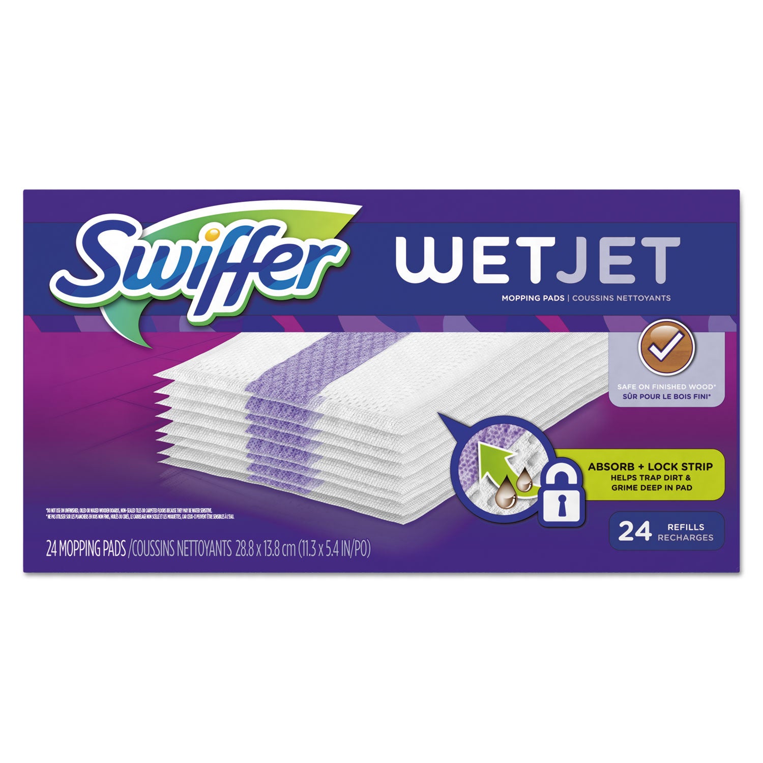 Swiffer WetJet Mopping Pad Refill - 10" Length - Absorbent, Textured - Cotton - Green - 24 / Box