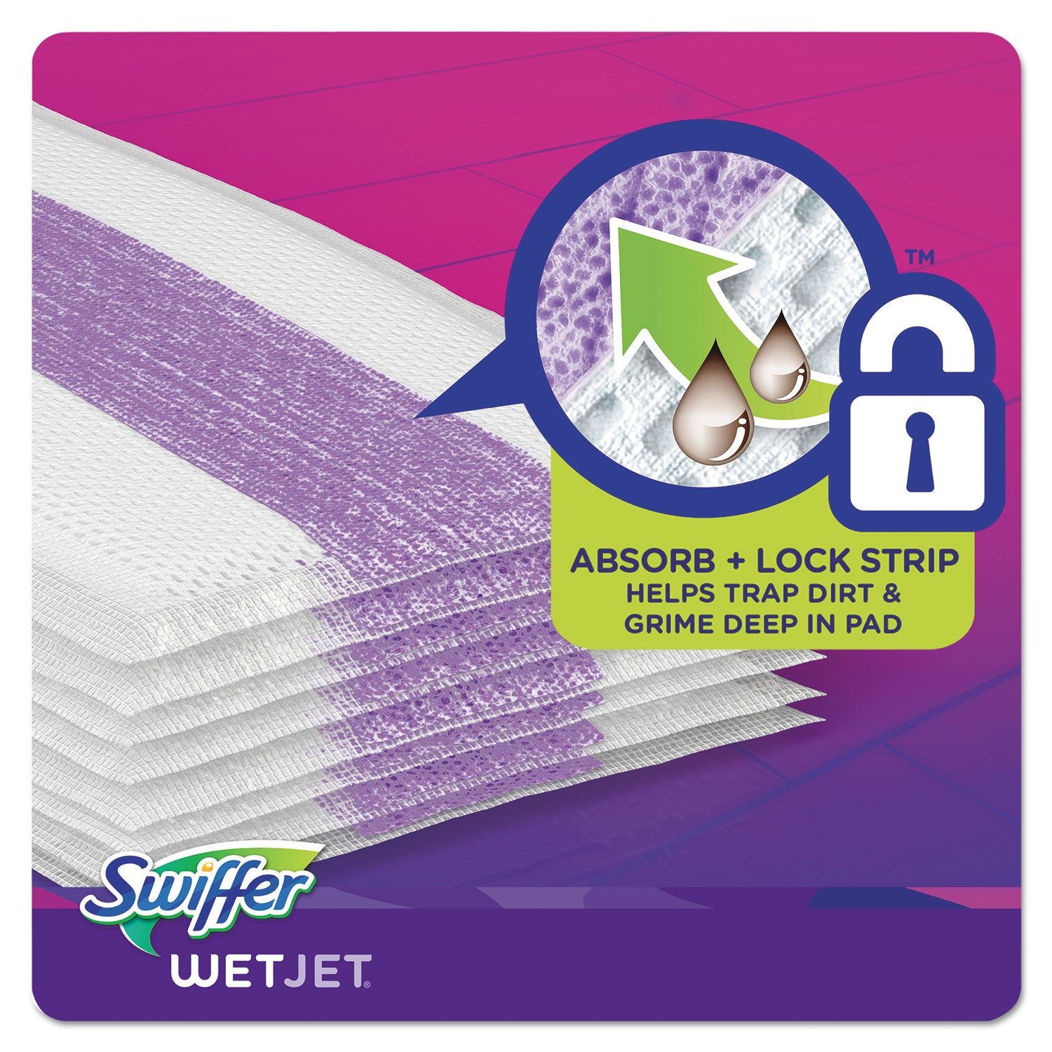 Swiffer WetJet Mopping Pad Refill - 10" Length - Absorbent, Textured - Cotton - Green - 24 / Box