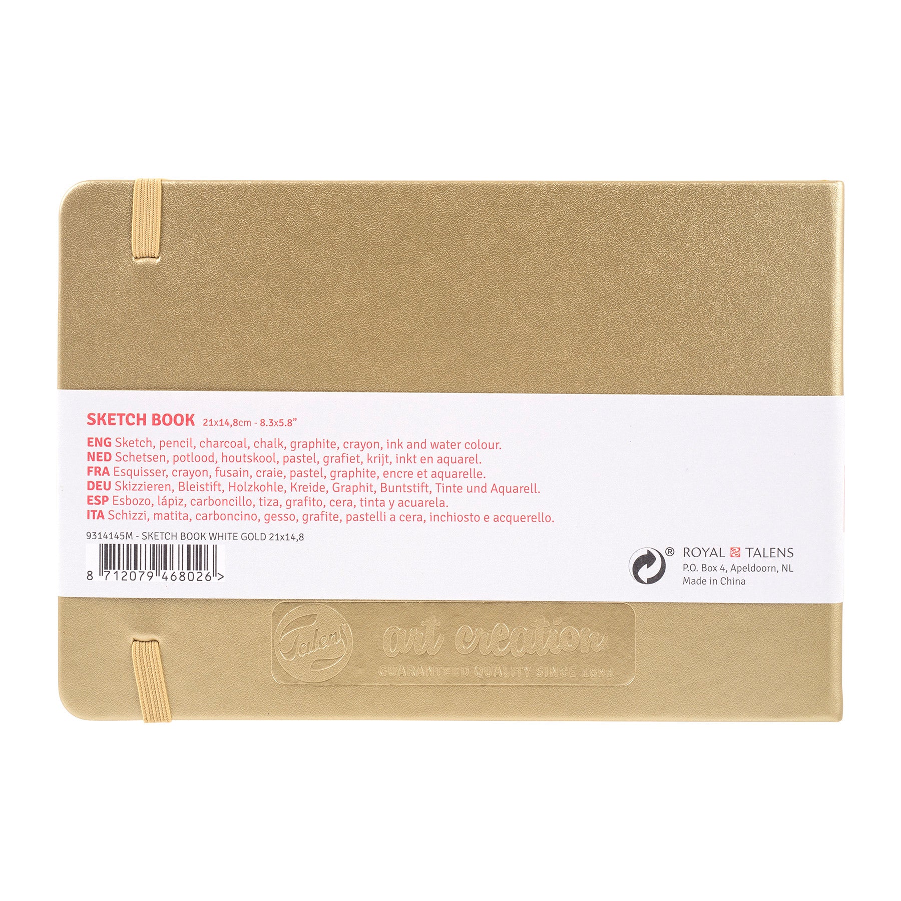 Sketchbook, 80 Sheets, 90lbs, White Gold Cover, 8.3" x 5.8" (A5)