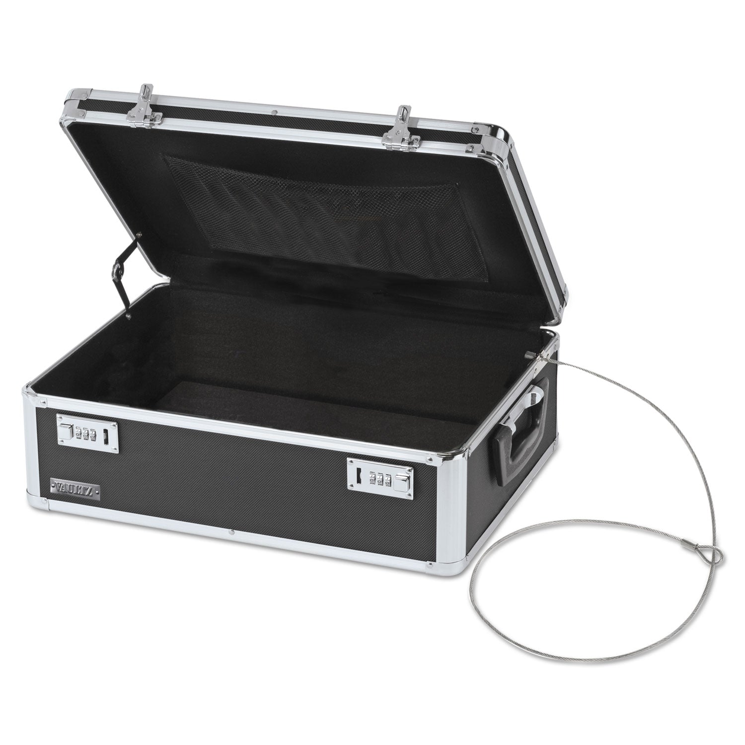 External Dimensions: 18" Width x 13" Depth x 6" Height - Aluminum, Steel - Chrome, Black - For Passport, Computer, Cell Phone, Cash - 1 Each