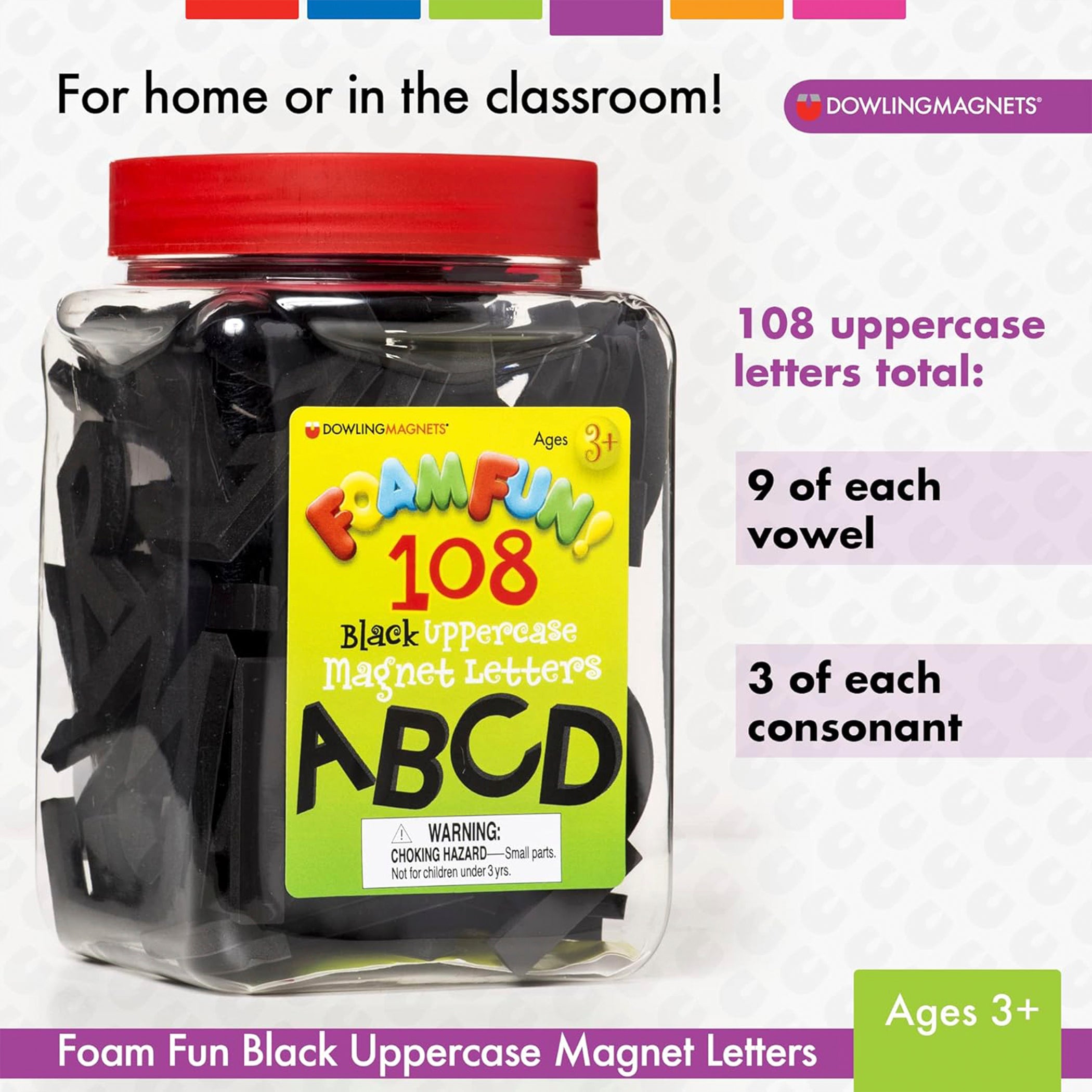 Foam Fun!™ Uppercase Black Magnetic Letters, 108 Pieces