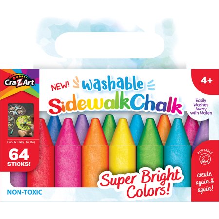 CraZArt Washable Multicolor Sidewalk Chalk  64 Count